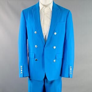 BURBERRY SS23 Size 40 Blue Wool Peak Lapel Double Breasted Suit